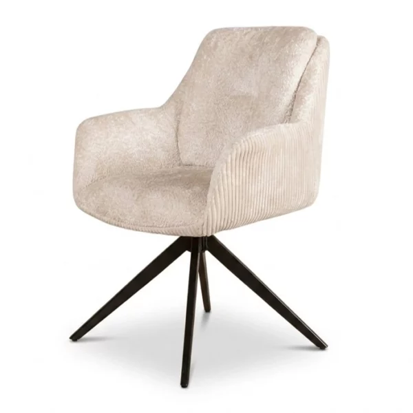 Eetkamerstoel beige Ribstof